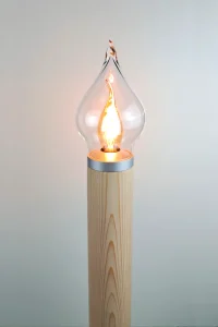 Firewood Candle kerti lámpa átlátszó üveg, natúr fenyő